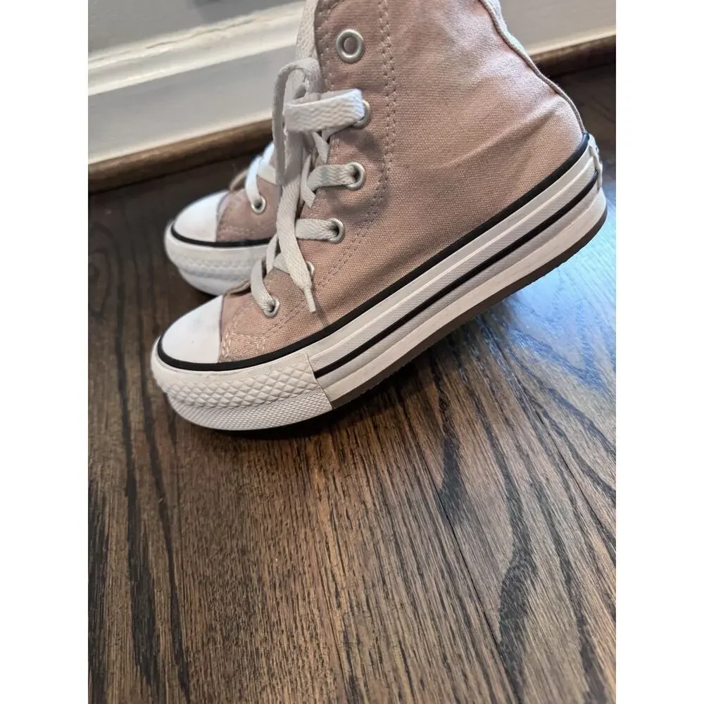 Converse Chuck Taylor All Star Lift Platform High Top Sneakers Kids 13.5 Beige